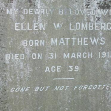LOMBERG Ellen W. nee MATTHEWS -1912