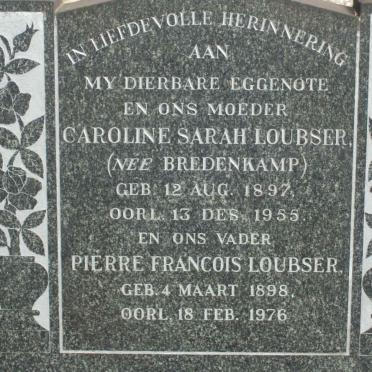 LOUBSER Pierre Francois 1898-1976 &amp; Caroline Sarah BREDENKAMP  1897-1955