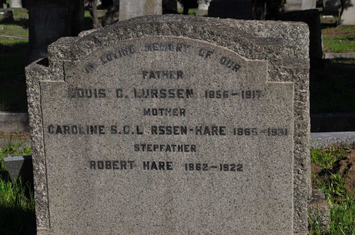 LURSSEN Louis C. 1856-1917 &amp; Caroline S.C. HARE formerly LURSSEN 1865-1931 :: HARE Robert 1862-1922