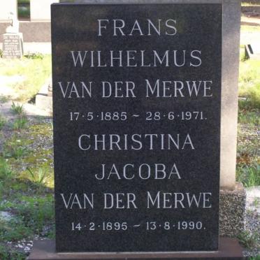MERWE Frans Wilhelmus, van der 1885-1971 &amp; Christina Jacoba 1895-1990