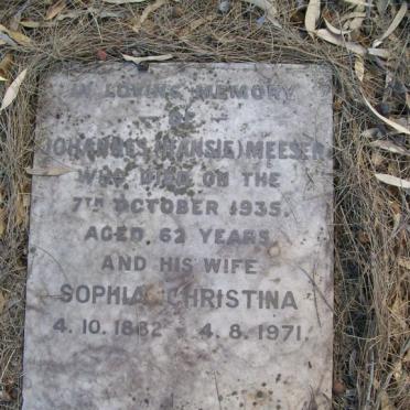 MEESER Johannes -1935 &amp; Sophia Christina 1882-1971