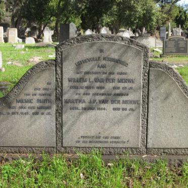 MERWE Willem L., van der -1928 &amp; Martha J.P. -1954 :: SMITH Miemie nee VAN DER MERWE -1947