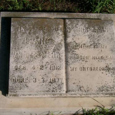 MERWE Elaine, van der 1912-1977