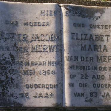 MERWE Hester Jacoba, van der -1964 :: VAN DER MERWE Elizabeth Maria -1971