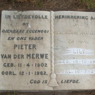 MERWE Pieter, van der 1902-1962 &amp; Lily 1912-2001