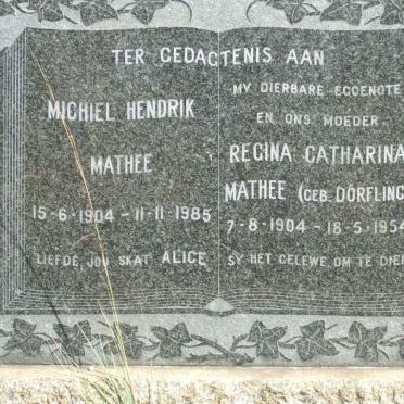 MATHEE Michiel Hendrik 1904-1985 &amp; Regina Catharina DORFLING 1904-1954