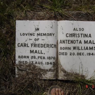MALL Carl Friederich 1870-1943 &amp; Christina Antenota WILLIAMS -1948