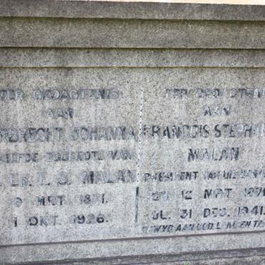 MALAN Francois Stephanus 1871-1941 &amp; Gerbrecht Johanna 1871-1926