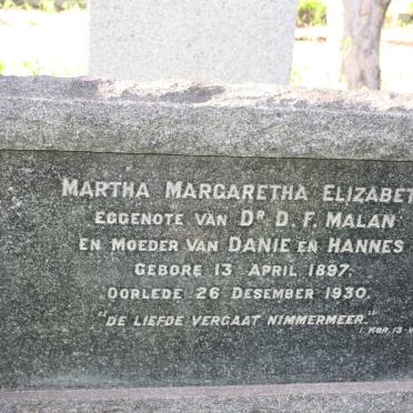 MALAN Martha Margaretha Elizabeth 1897-1930
