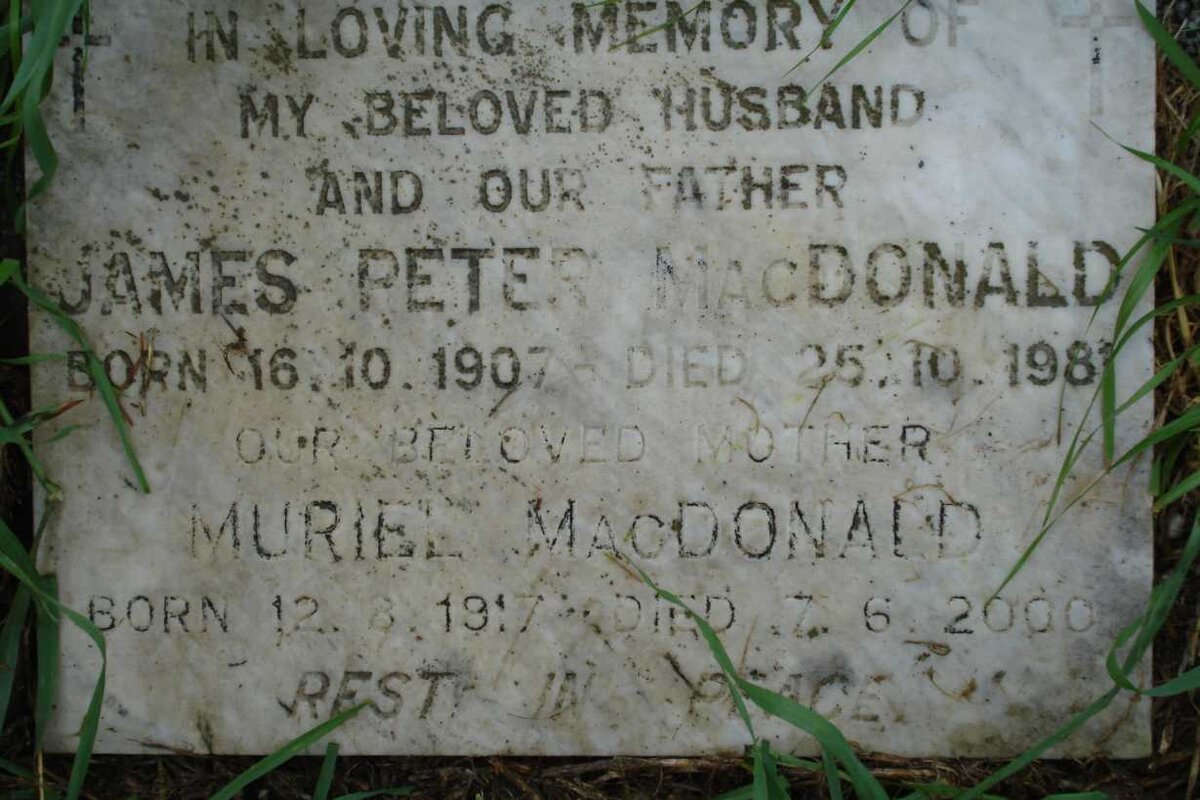 MacDONALD James Peter 1907-1981 &amp; Muriel 1917-2000