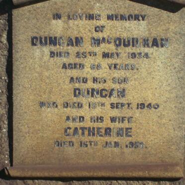 MacQUILKAN Duncan  -1934 &amp; Catherine 195?  :: MacQUILKAN Duncan -1940