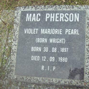 MacPHERSON Violet Marjorie Pearl nee WRIGHT 1897-1980