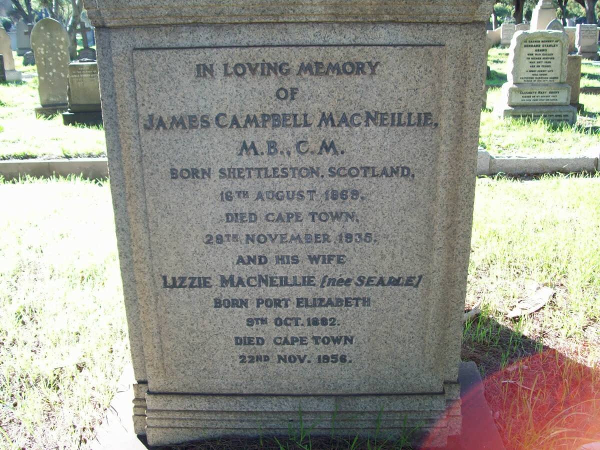 MACNEILLIE James Campbell 1869-1935 &amp; Lizzie SEARLE 1882-1956