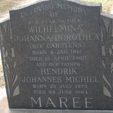 MAREE Hendrik Johannes Michiel 1875-1964 &amp; Wilhelmina Johanna Dorothea CARSTENS 1881-1960