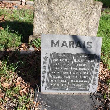 MARAIS Pieter H.J. 1897-1950 &amp; Elizabeth C.M. DALHOUZIE 1905-1987 :: MARAIS Willem 1934-1970