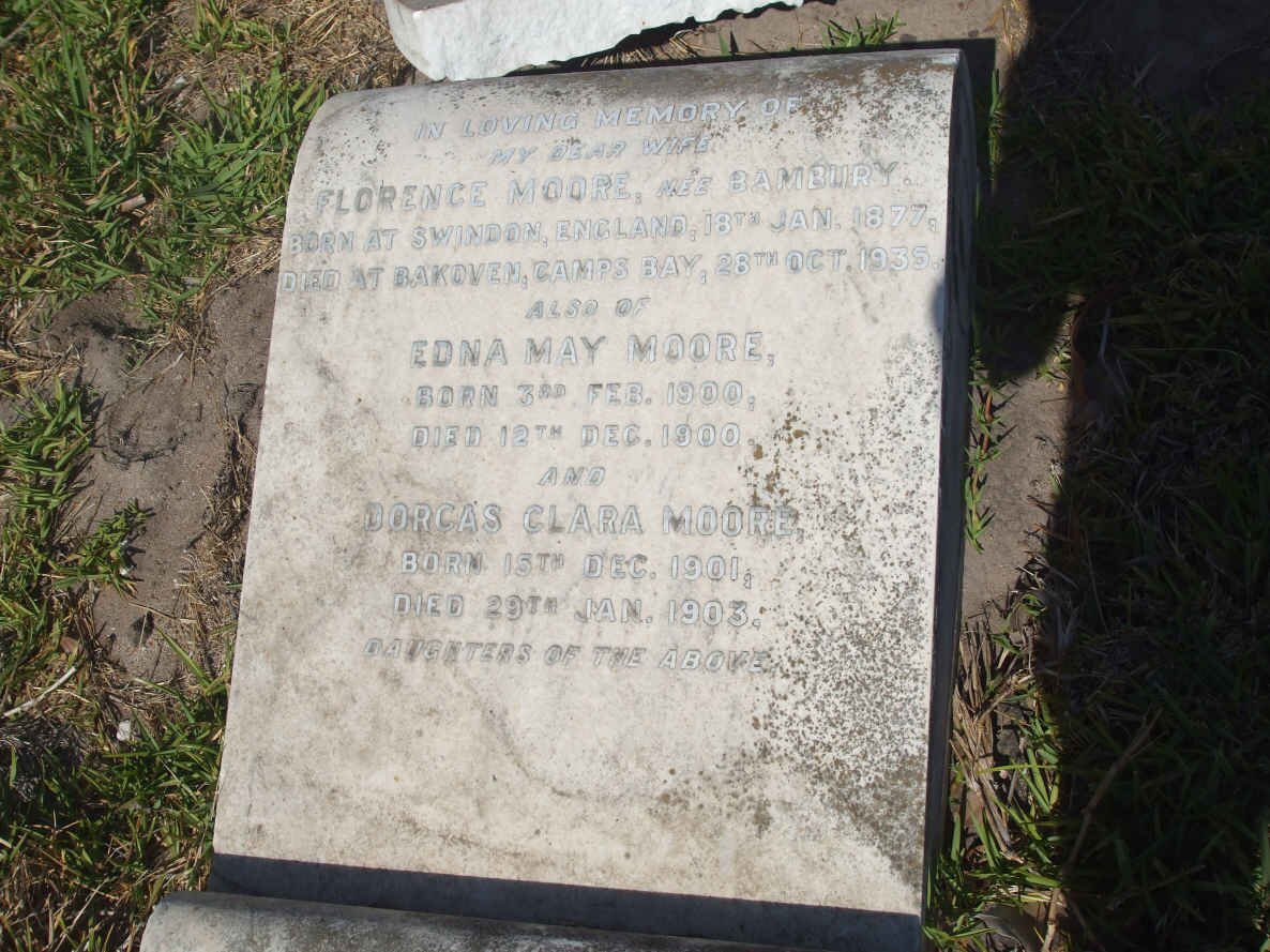 MOORE Florence nee BAMBURY 1877-1935 :: MOORE Edna May 1900-1900 :: MOORE Dorcas Clara 1901-1903