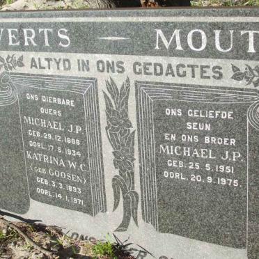 MOUTON Michael J.P., Everts 1888-1934 &amp; Katrina W.C. GOOSEN 1893-1971 :: EVERTS-MOUTON Michael J.P. 1951-1975