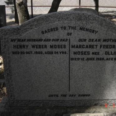 MOSES Henry Weber -1950 &amp; Margaret Fredricka ?OLLIFFE -1968