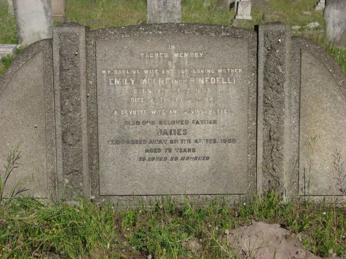 MOORE James -1959 &amp; Emily BINEDELL 1882-1914