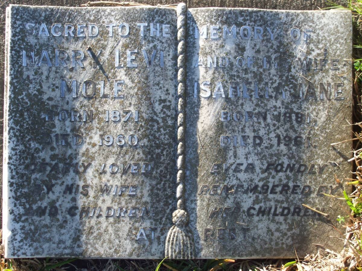 MOLE Harry Levi 1871-1960 &amp; Sabilla Jane 1881-1961