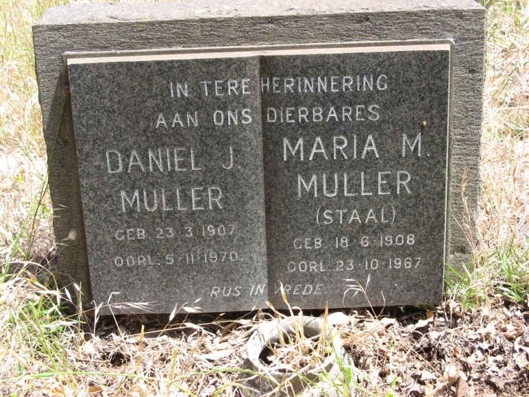 MULLER Daniel J. 1907-1970 &amp; Maria M. STAAL 1908-1967