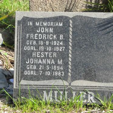 MULLER Hester Johanna M. 1894-1983 :: MULLER John Fredrick B. 1924-1927