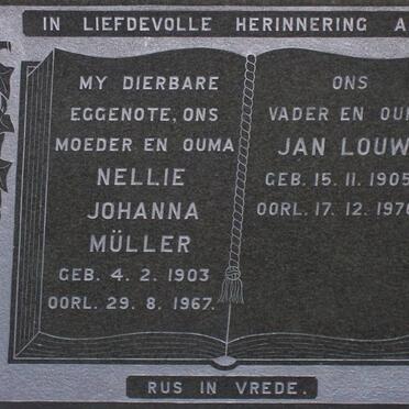 MÜLLER Jan Louw 1905-1970 &amp; Nellie Johanna 1903-1967