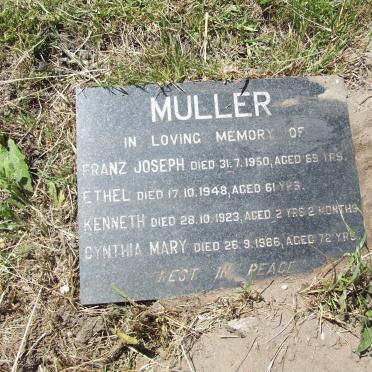MULLER Franz Joseph -1950 :: MULLER Ethel -1948 :: MULLER Kenneth -1923 :: MULLER Cynthia Mary -1986