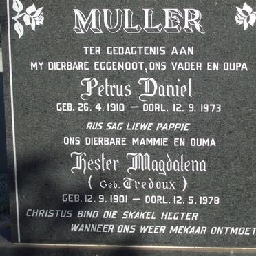 MULLER Petrus Daniel 1910-1973 &amp; Hester Magdalena TREDOUX 1901-1978