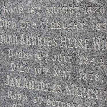 WICHT Johan Andries Heise 1844-1878