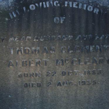 McCLEARY Thomas Clement Albert 1888-1935