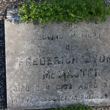 McMASTER Frederick Sydney -1939