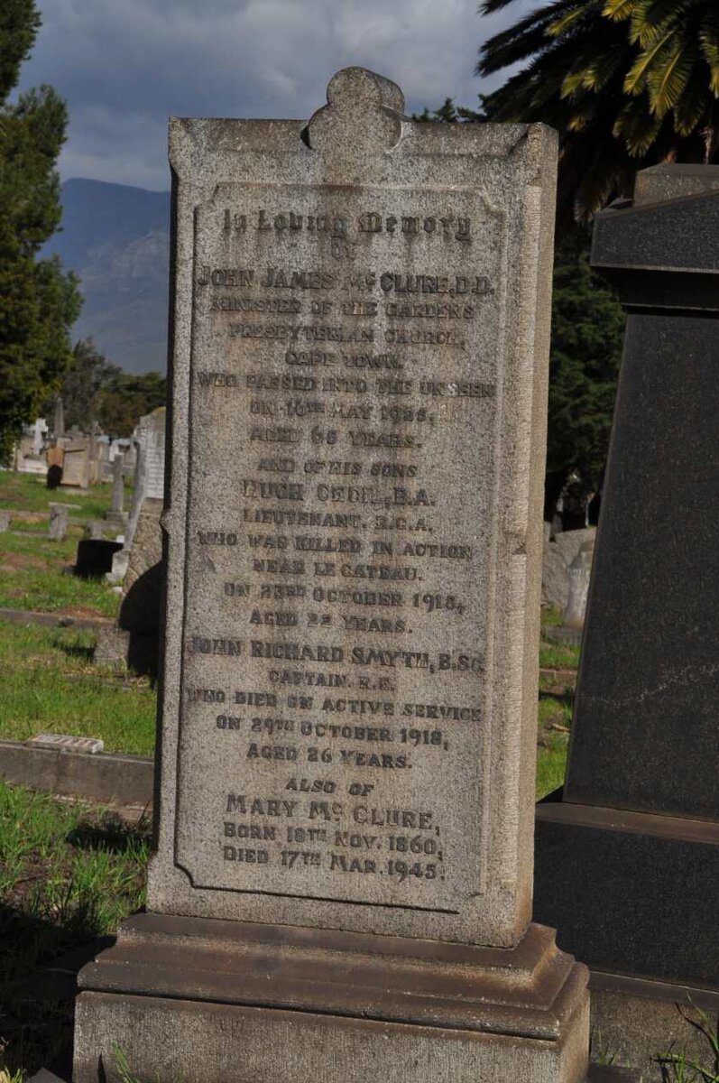 McCLURE John James -1925 :: McCLURE Mary 1860-1945 :: McCLURE Hugh Cecil -1918 :: SMYTH John Richard -1918