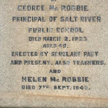 McROBBIE George -1923 &amp; Helen -1948 :: McROBBIE William -1952