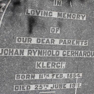 KLERCK Johan Rynhold Gerhardus 1854-1911 