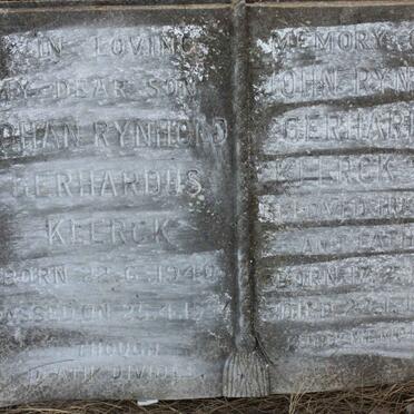 KLERCK John Rynhold Gerhardus 1896-1976 :: KLERCK Johan Rynhold Gerhardus 1940-19??