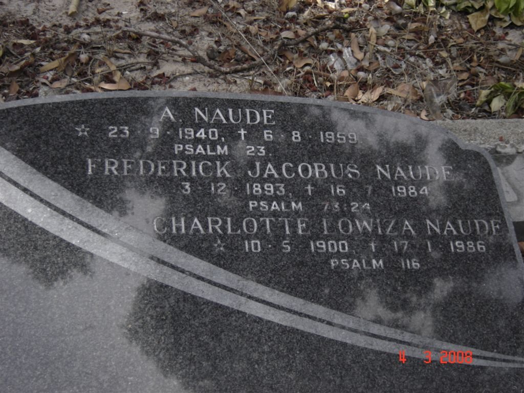 NAUDE Frederick Jacobus 1893-1984 &amp; Charlotte Lowiza 1900-1986 :: NAUDE A. 1940-1959