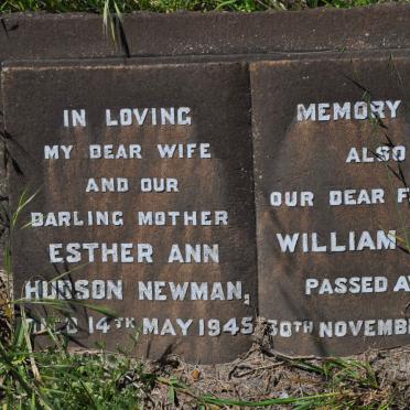NEWMAN William John -1948 &amp; Esther Ann Hudson -1945