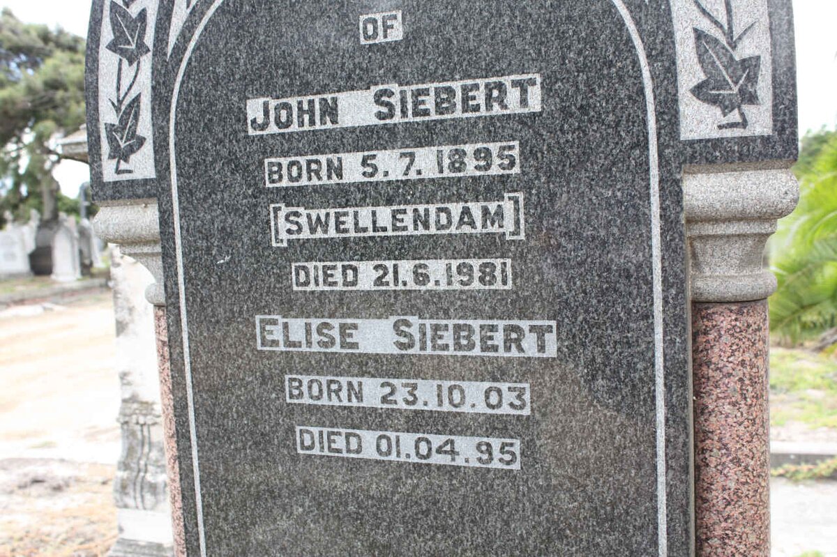 SIEBERT John 1895-1981 &amp; Elise 1903-1995