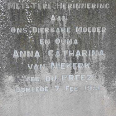 NIEKERK Anna Catharina, van nee DU PREEZ -1951