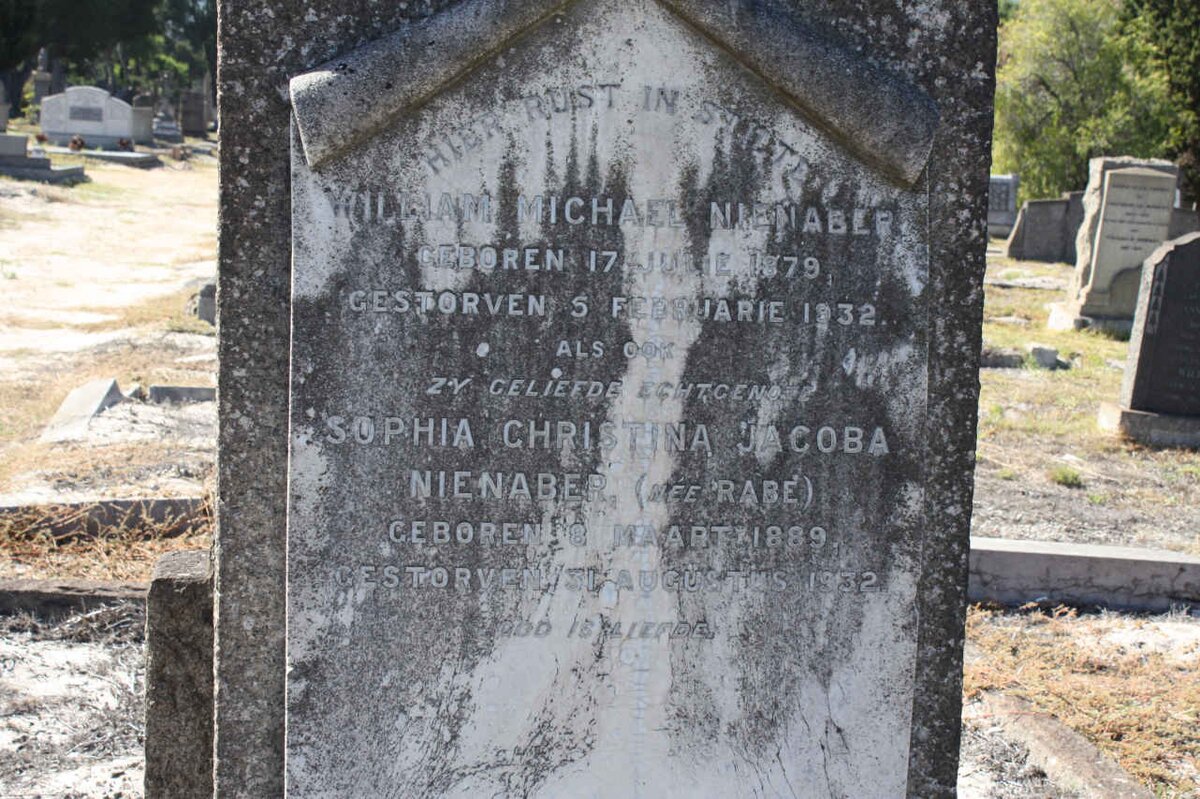 NIENABER William Michael 1879-1932 &amp; Sophia Christina Jacoba RABE 1889-1932