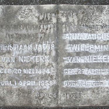 NIEKERK Christiaan Jacob, van 1884-1959 &amp; Anna Augusta Willemina 1886-1973