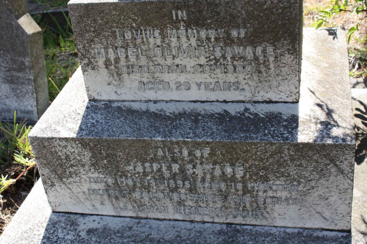 NIEKERK Mabel Olivia Savage, van -1900 :: VAN NIEKERK Jasper Savage - 1895