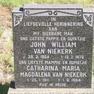 NIEKERK John William, van 1904-1970 &amp; Catharina Maria Magdalena 1911-1994