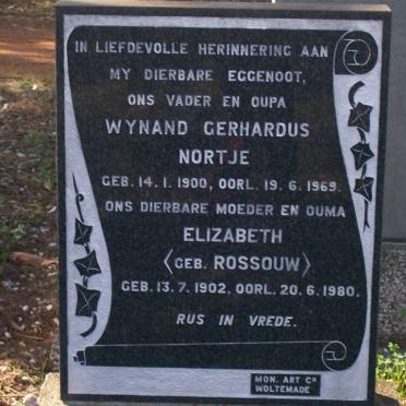 NORTJE Wynand Gerhardus 1900-1969 &amp; Elizabeth ROSSOUW 1902-1980