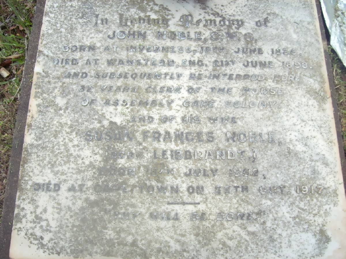 NOBLE John 1836-1898 &amp; Susan Frances LEIBRANDT 1842-1917