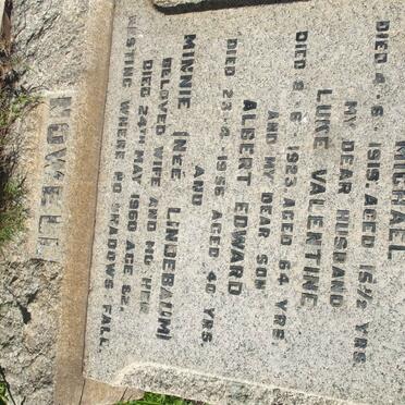 NOWELL Luke Valentine  -1923 &amp; Minnie LINDEBAUM  -1960 