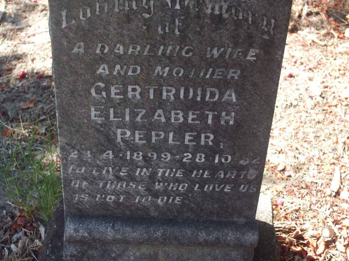 PEPLER Gertruida Elizabeth 1899-1952