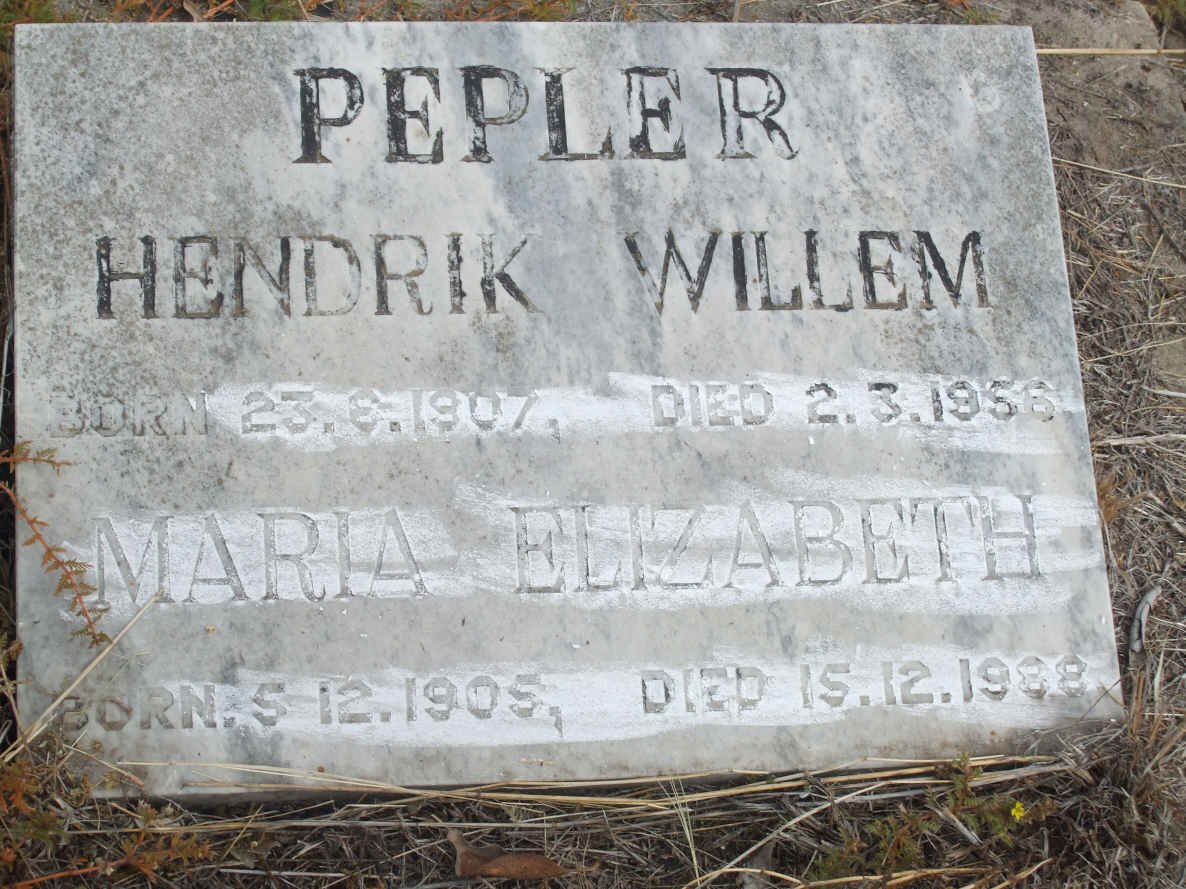 PEPLER Hendrik Willem 1907-1956 &amp; Maria Elizabeth 1905-1988