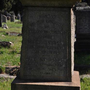 PEARSON Joseph Bland -1950 &amp; Jane Ann 1873-1954